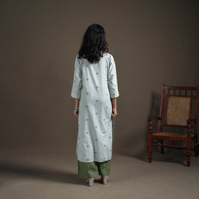 Jacquard Cotton Straight Long Kurta for Women 19