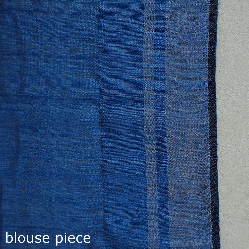 Blue - Bengal Woven Border Handloom Pure Cotton Saree 51