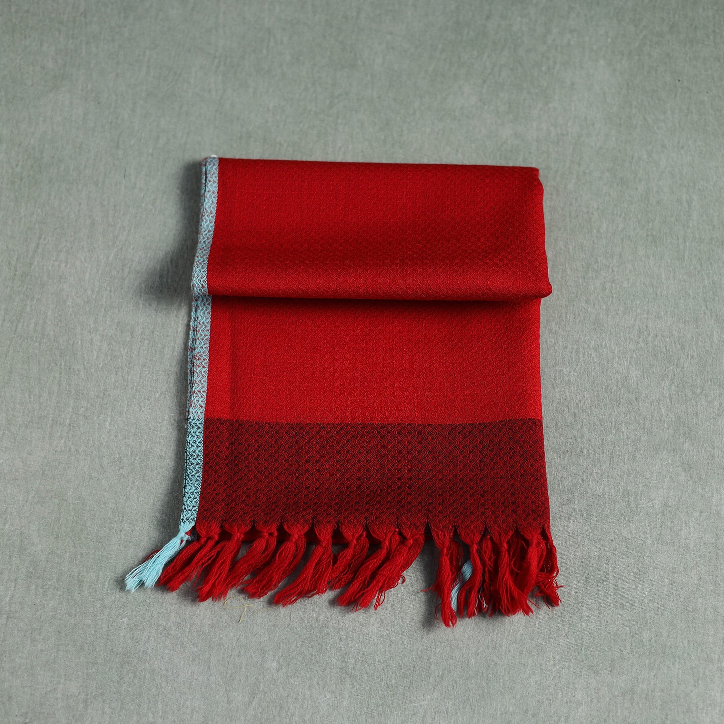 Red - Kumaun Handwoven Pure Merino Wool Scarf 188