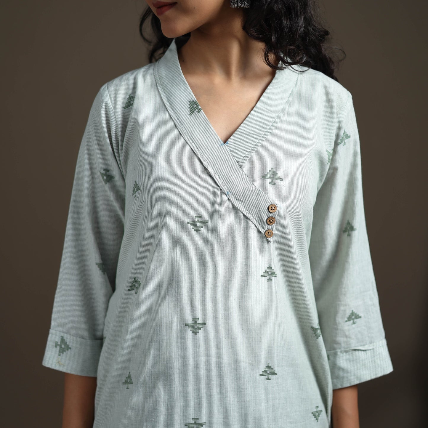 Jacquard Cotton Straight Long Kurta for Women 19