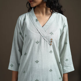Jacquard Cotton Straight Long Kurta for Women 19