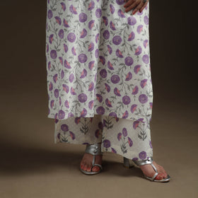 Sanganeri Floral Print Cotton Suit Set with Applique Dupatta for Women 07