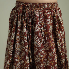 Bagru Hand Block Print 24 Kali Patchwork Natural Dyed Cotton Long Skirt 17