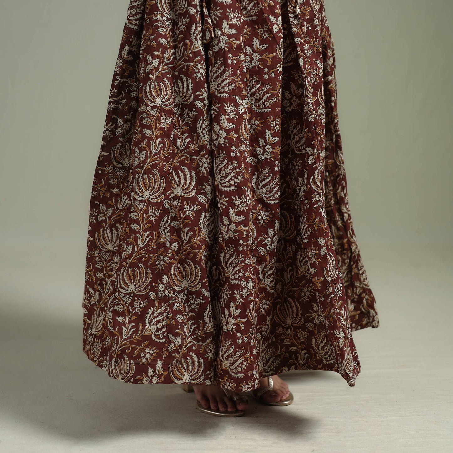 Bagru Hand Block Print 24 Kali Patchwork Natural Dyed Cotton Long Skirt 17