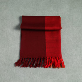 Red - Kumaun Handwoven Pure Merino Wool Scarf 187