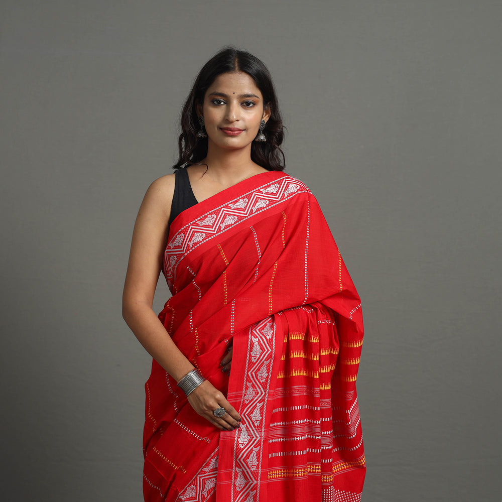 Red - Bengal Handwoven Cotton Begampuri Saree 17