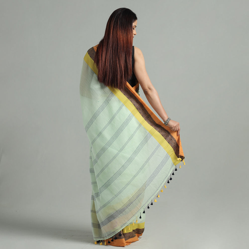 Green - Bengal Woven Border Handloom Pure Cotton Saree 52