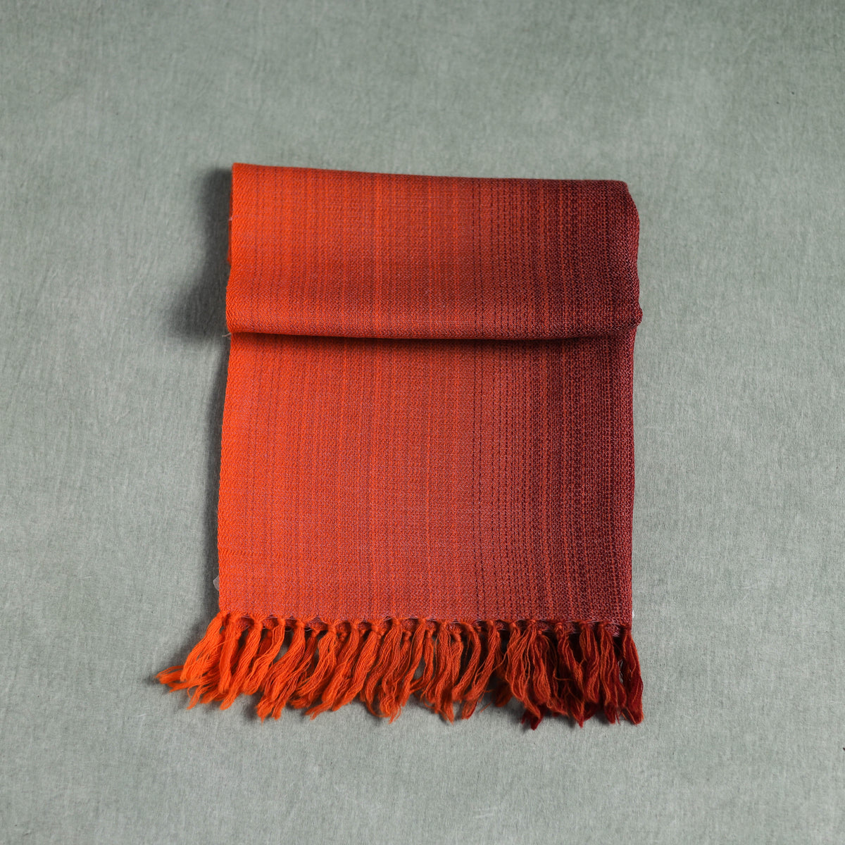 Orange - Kumaun Handwoven Pure Merino Wool Scarf 186