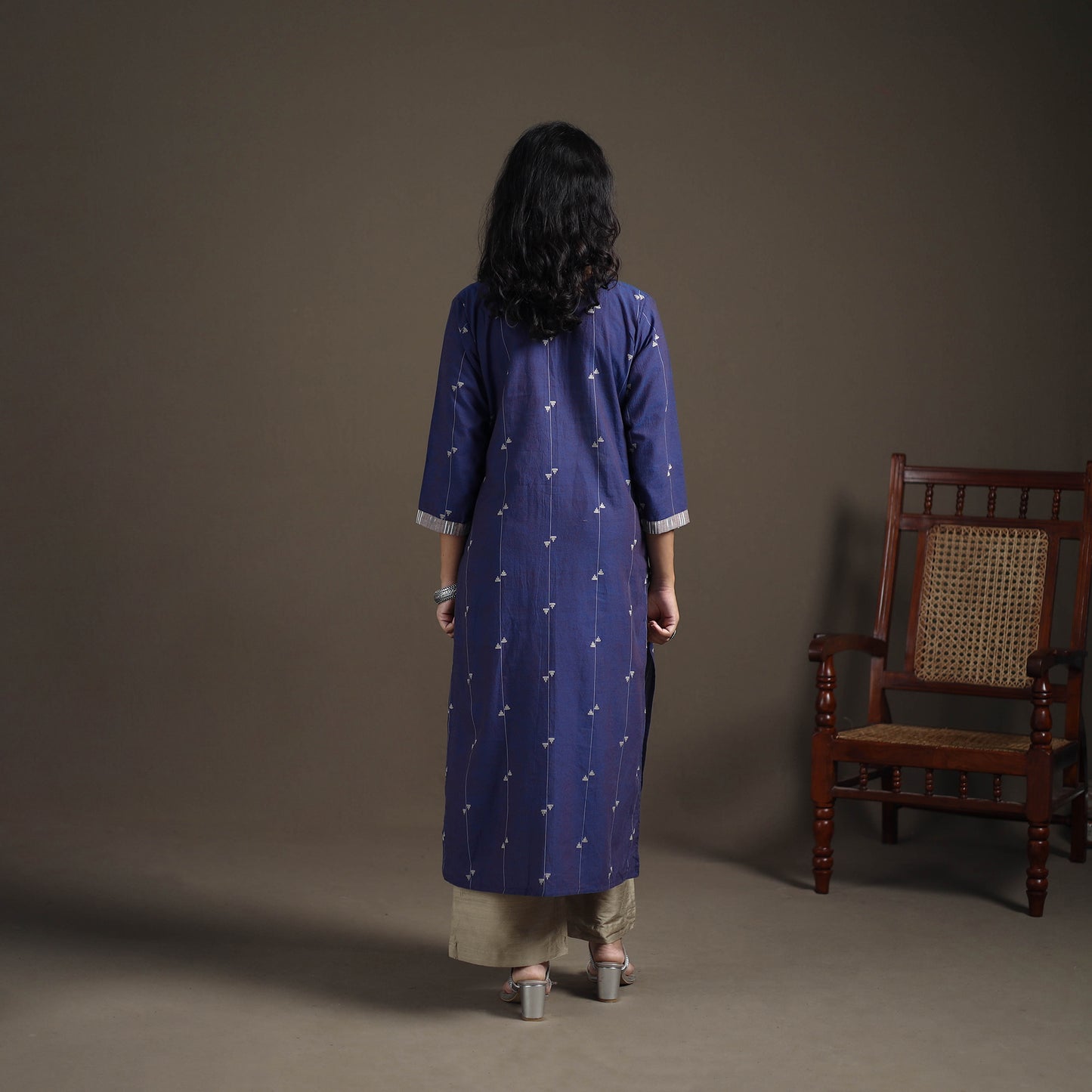Jacquard Cotton Straight Long Kurta for Women 05