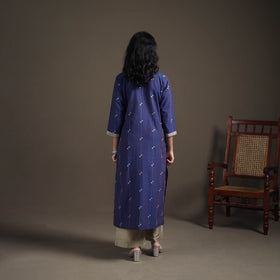 Jacquard Cotton Straight Long Kurta for Women 05