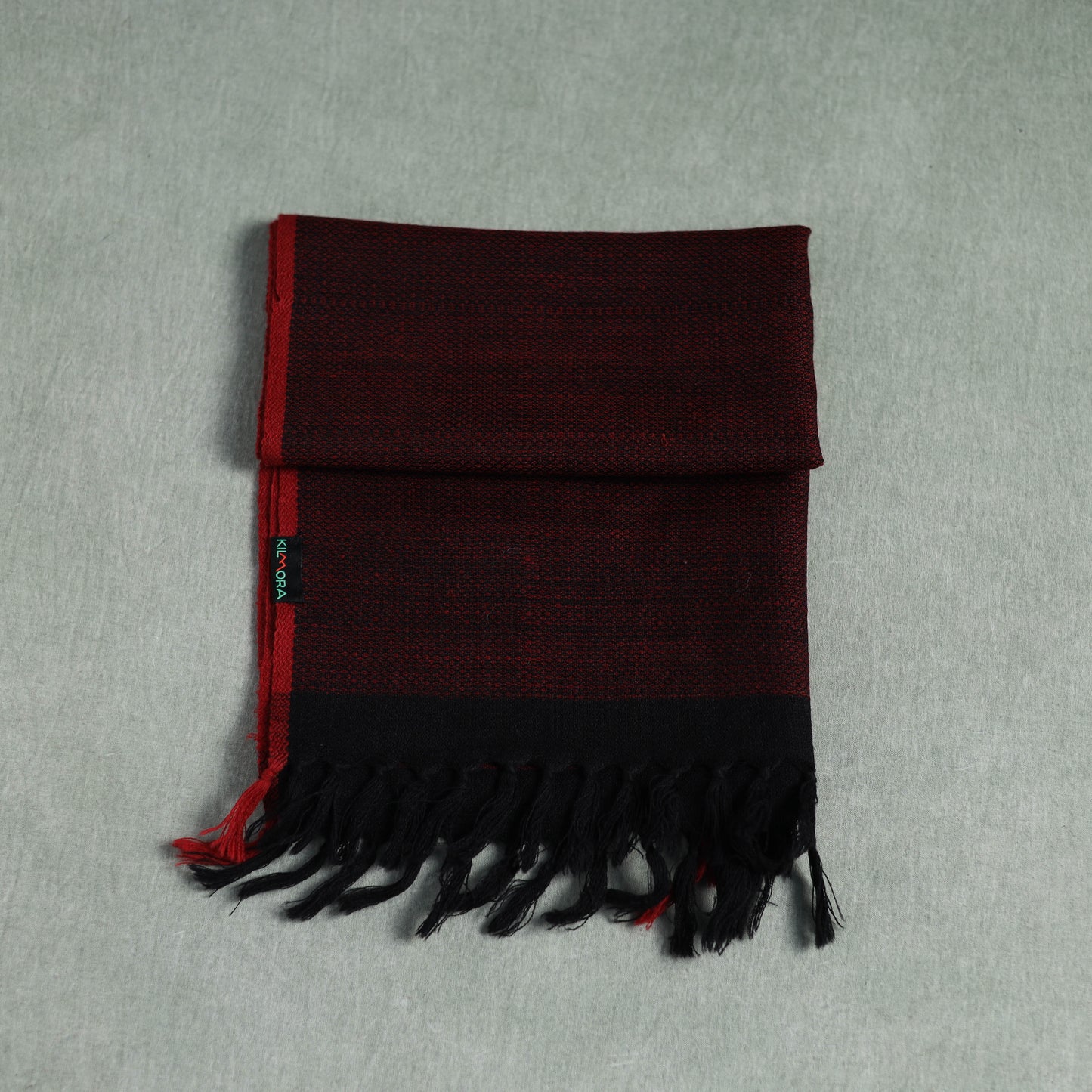 Maroon - Kumaun Handwoven Pure Merino Wool Scarf 184
