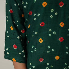 Persian Green Tie & dye Cotton A-Line Bandhani Kurta for Women