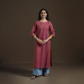 Mangalagiri Pure Handwoven Cotton Mirror Work Straight Kurta for women 14