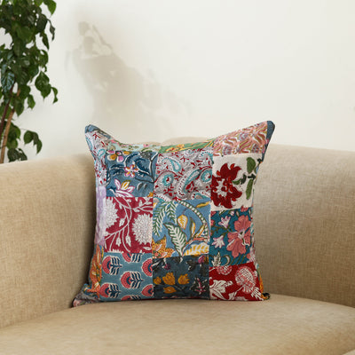 Multicolor - handcrafted cotton patchwork cushion cover 102