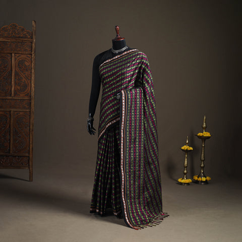 Multicolor - Mercerised Cotton Silk Khun Saree with Blouse Piece 14