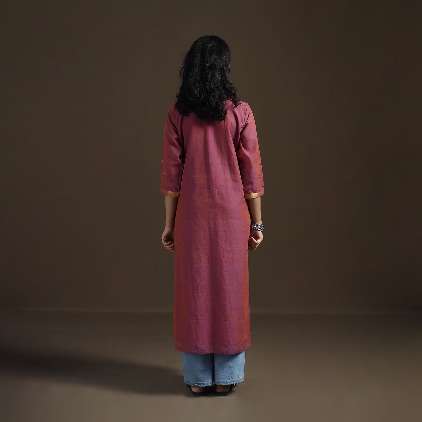 Mangalagiri Pure Handwoven Cotton Mirror Work Straight Kurta for women 14