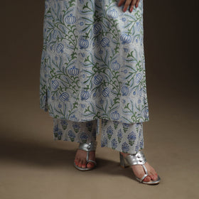 Sanganeri Floral Print Cotton Suit Set with Applique Dupatta for Women 03
