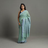 Green - Bengal Handwoven Cotton Plain Begampuri Saree 19