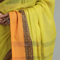 Yellow - Bengal Woven Border Handloom Pure Cotton Saree 53