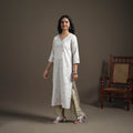 Jacquard Cotton Straight Long Kurta for Women 08