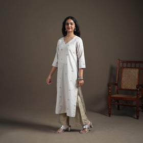 Jacquard Cotton Straight Long Kurta for Women 08