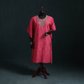 Pink - Kashmiri Sozni Hand Embroidered Cotton Kaftan (Medium) 18