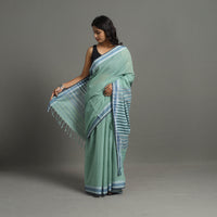 Green - Bengal Handwoven Cotton Plain Begampuri Saree 19