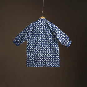 Indigo Bagru Block Print Natural Dyed Cotton Short Men Kurta 04