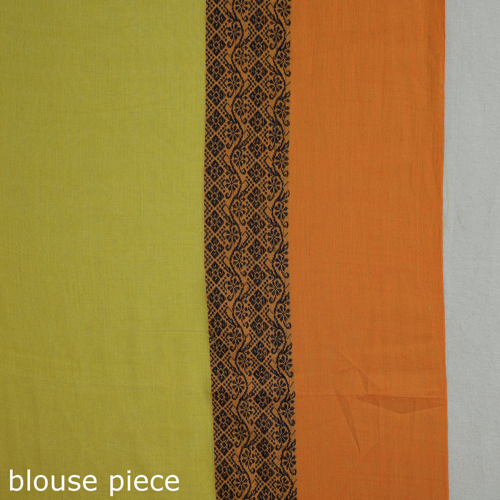 Yellow - Bengal Woven Border Handloom Pure Cotton Saree 53