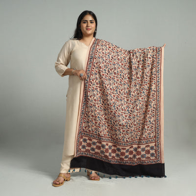 Multicolor - Block Printed Cotton Ajrakh Dupatta with Tassels 04