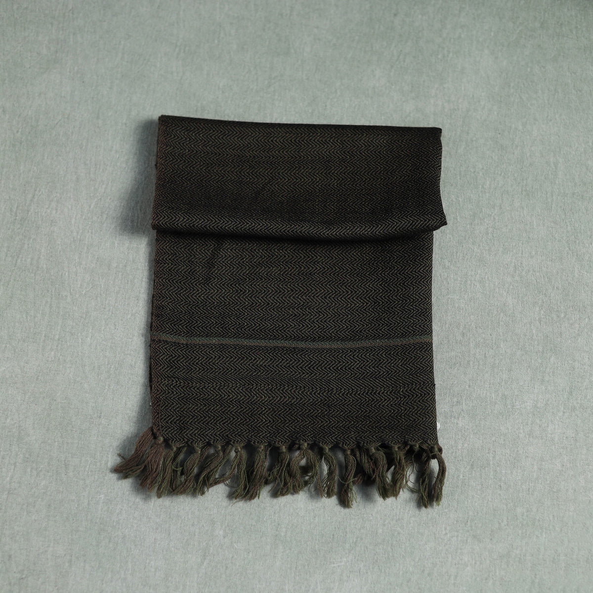 Green - Kumaun Handwoven Pure Merino Wool Scarf 174