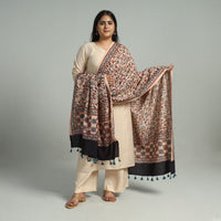 Multicolor - Block Printed Cotton Ajrakh Dupatta with Tassels 04