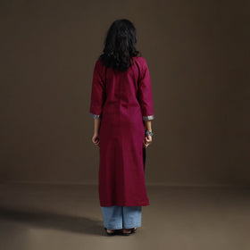 Mangalagiri Pure Handwoven Cotton Mirror Work Straight Kurta for women 27