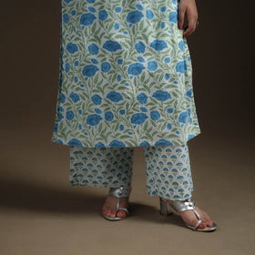 Sanganeri Floral Print Cotton Suit Set with Applique Dupatta for Women 02