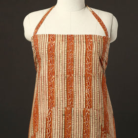 Orange - kalamkari cotton apron with pocket 35 - handcrafted