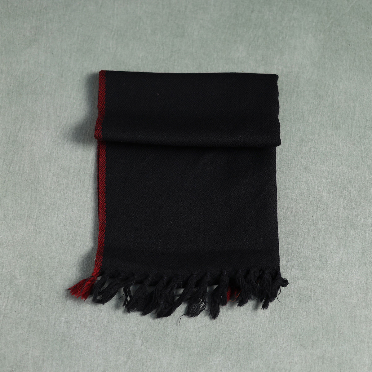 Black - Kumaun Handwoven Pure Merino Wool Scarf 170