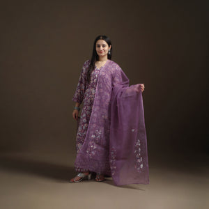 Sanganeri Floral Print Cotton Suit Set with Applique Dupatta for Women 06