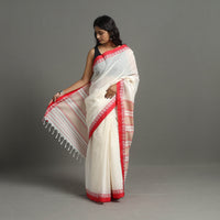 White - Bengal Handwoven Cotton Plain Begampuri Saree 20