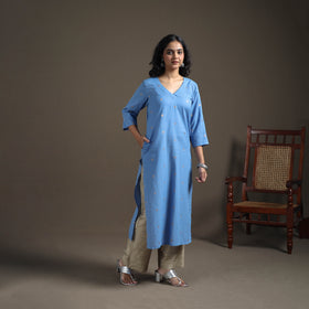 Jacquard Cotton Straight Long Kurta for Women 06