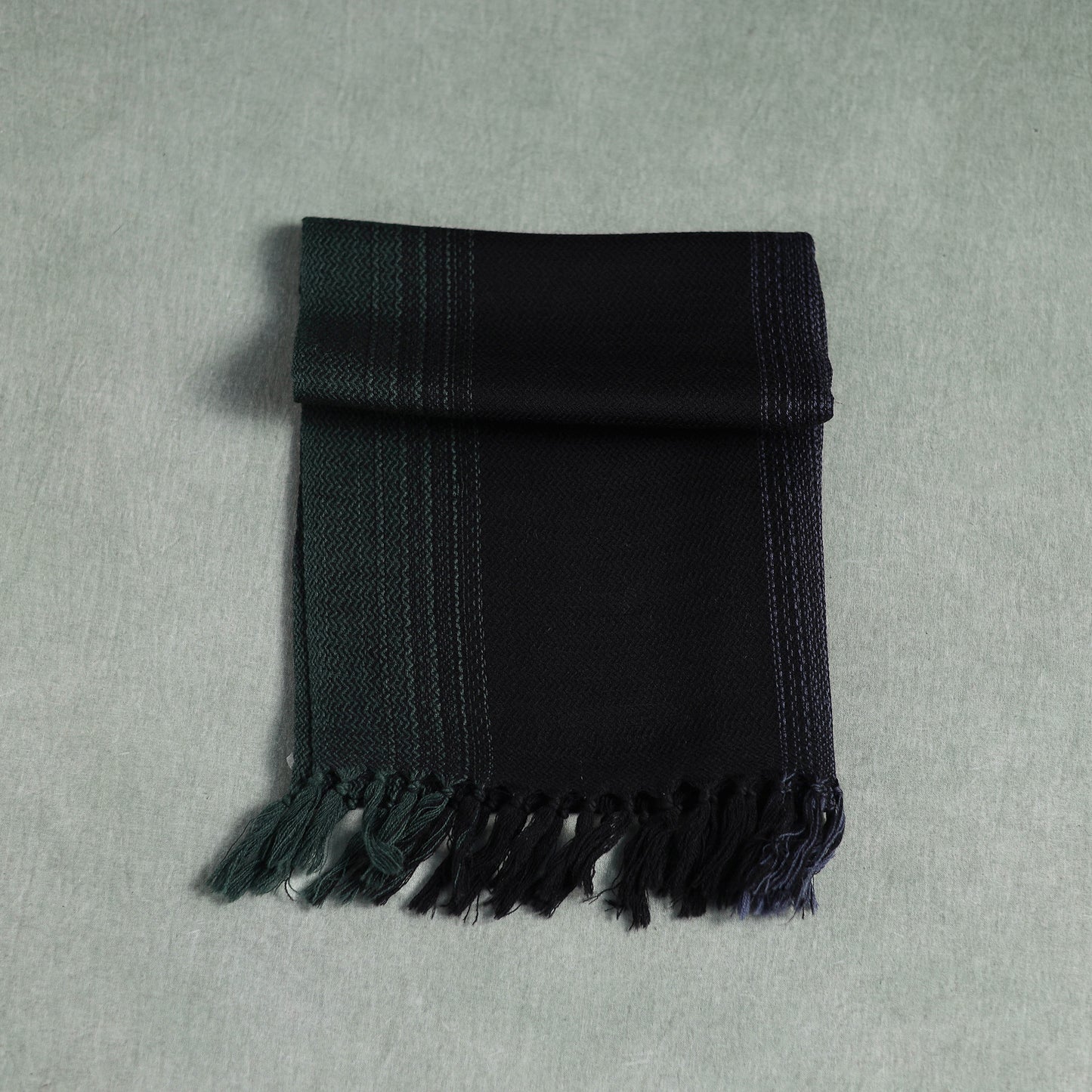 Black - Kumaun Handwoven Pure Merino Wool Scarf 171