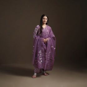 Sanganeri Floral Print Cotton Suit Set with Applique Dupatta for Women 06