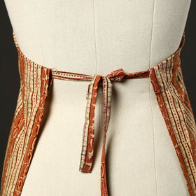 Orange - kalamkari cotton apron with pocket 35 - handcrafted