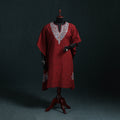 Maroon - Kashmiri Kashida Hand Embroidered Cotton Kaftan (Medium) 19