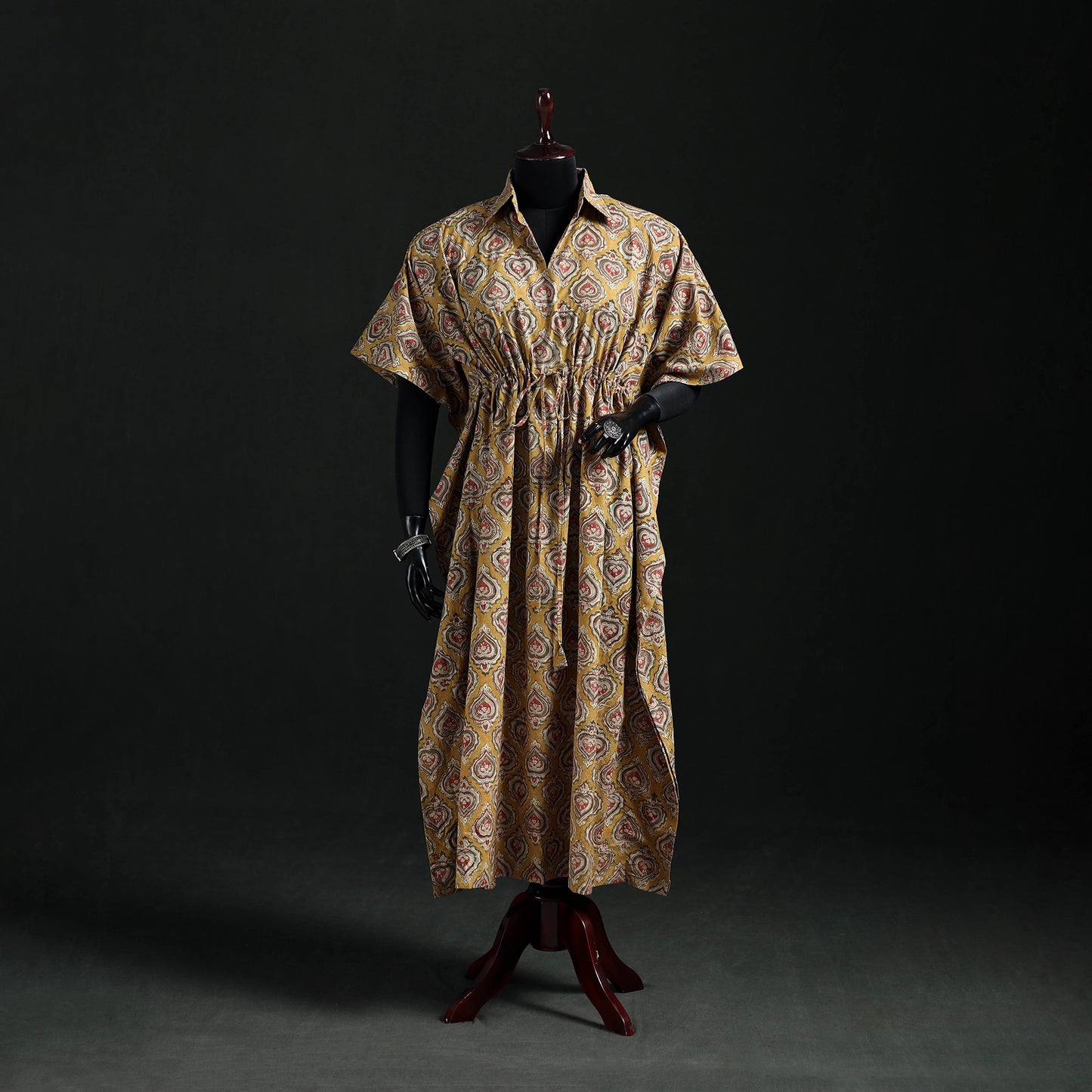 Kalamkari Hand Block Print Natural Dyed Cotton Kaftan (Long) 05