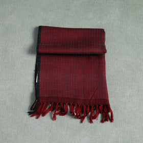 Maroon - Kumaun Handwoven Pure Merino Wool Scarf 169