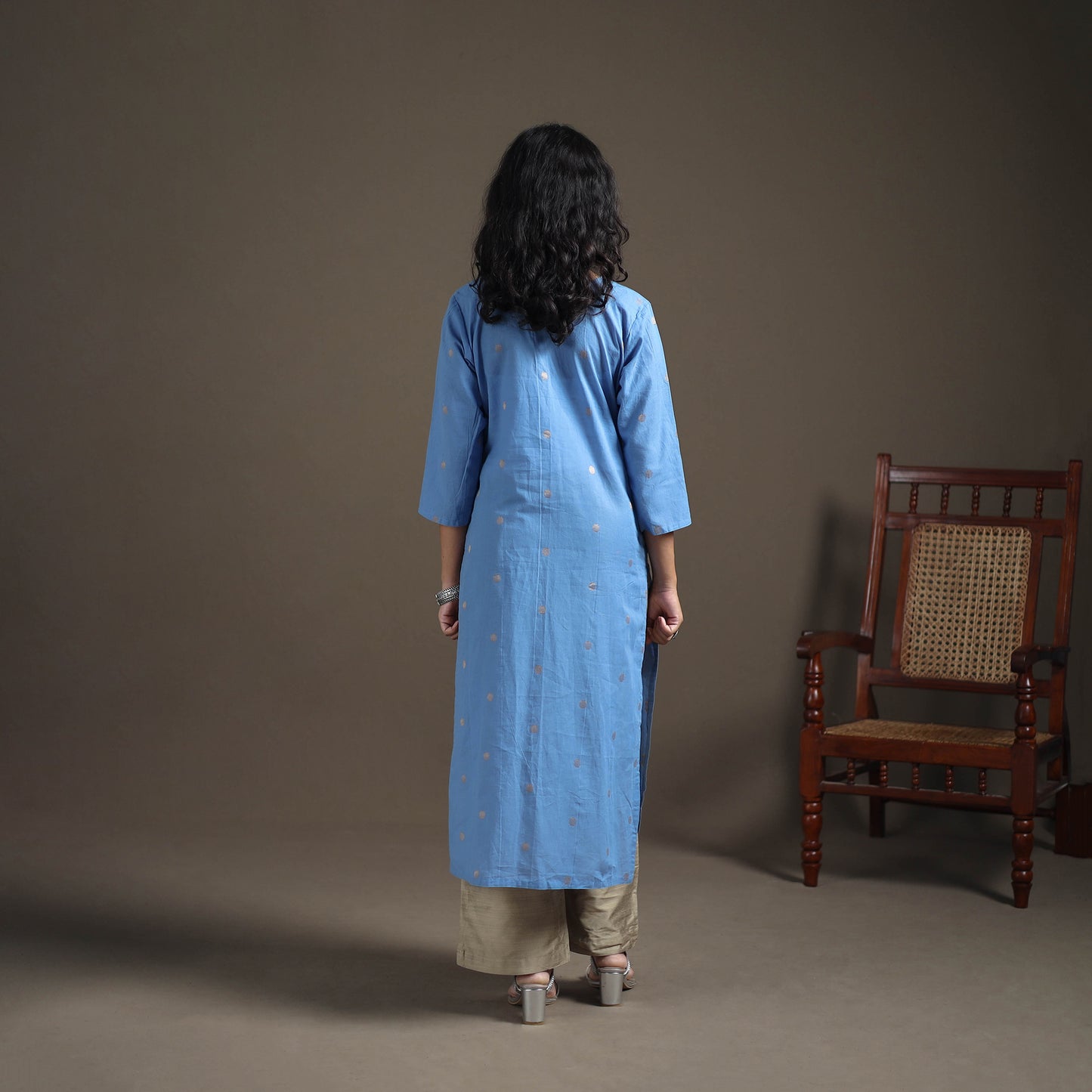 Jacquard Cotton Straight Long Kurta for Women 06