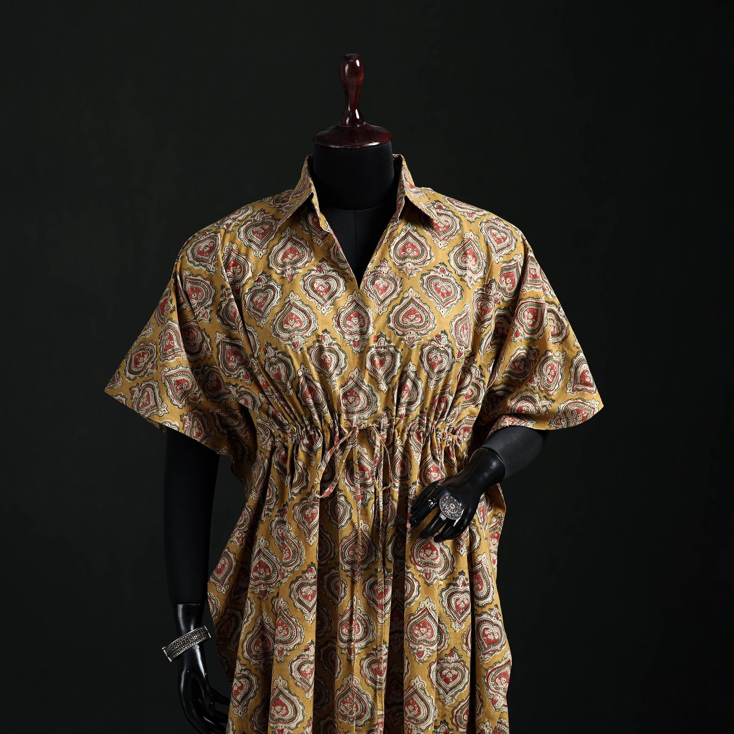Kalamkari Hand Block Print Natural Dyed Cotton Kaftan (Long) 05