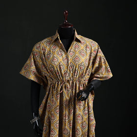 Kalamkari Hand Block Print Natural Dyed Cotton Kaftan (Long) 05
