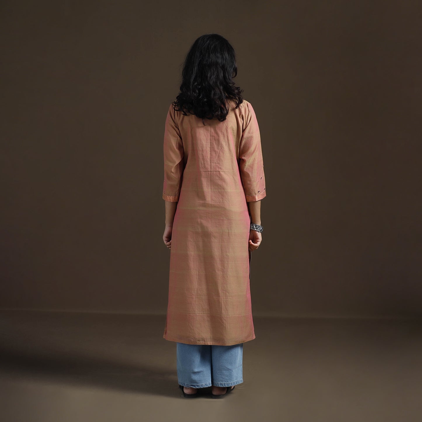 Mangalagiri Pure Handwoven Cotton Mirror Work Straight Kurta for women 11