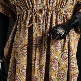 Kalamkari Hand Block Print Natural Dyed Cotton Kaftan (Long) 05